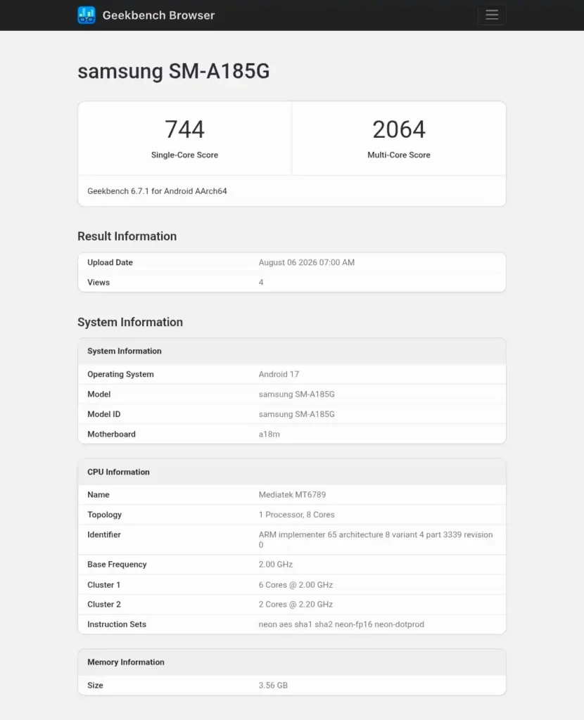 samsung-galaxy-a18-geekbench-leak-specs