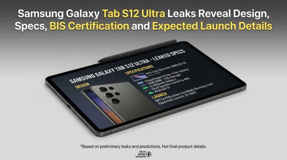 Samsung Galaxy Tab S12 Ultra Leaks Reveal Design, Specs, BIS Certification and Expected Launch Details samsung-galaxy-tab-s12-ultra-specs-launch-details