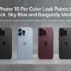 iPhone 18 Pro Color Leak Points to Black, Sky Blue and Burgundy Models iphone-18-pro-colors